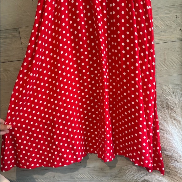 Chic Red Polka Dot Midi Dress - Picture 4 of 8